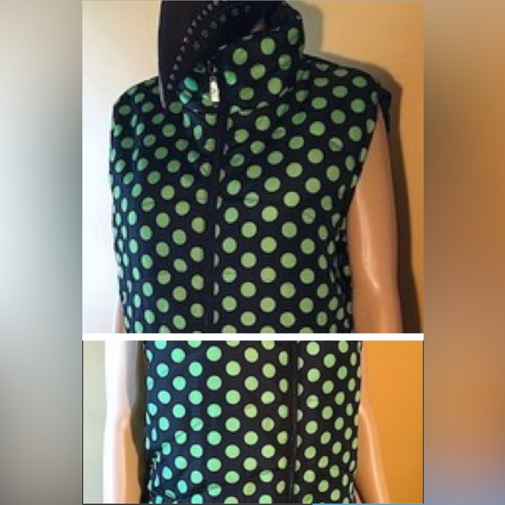Puffer vest, green and black polka dot NWT XL by apparel